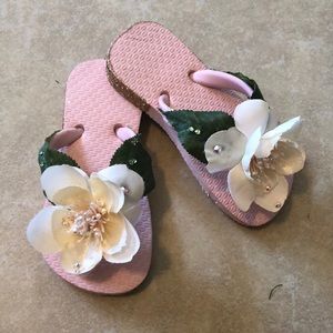 Beautifully decorated toddler flip-flops